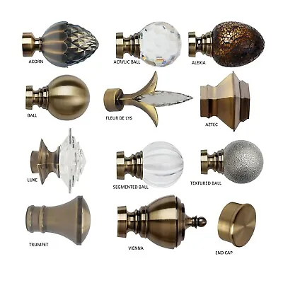 £17.99 • Buy 35mm Curtain Pole Finials, Antique Brass, Sold In Pairs, 