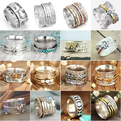 Vintage 925 Silver Ring Turkish Handmade Rings Women Wedding Jewelry Size 6-11 • $2.62