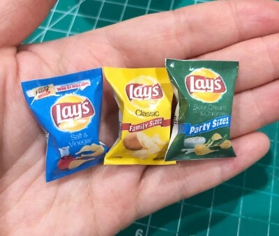 $4.99 • Buy 3 Packs 1:12 Dollhouse Miniature Chips Bag Doll Food
