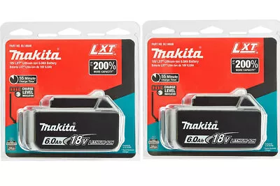 2PCS Original Makita 18 Volt Lithium Battery 6.0 Amp New BL1860B NEW • $68.67