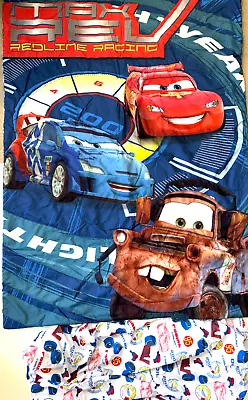 Disney Cars Lightning McQueen TOW Mater Toddler Reversible Blanket Fitted Sheet • $19.99