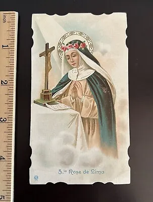 Vintage Die Cut French Catholic Holy Card - Saint Rosa Of Lima • $4.49