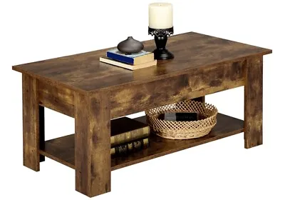 Rustic Wooden Coffee Table With Storage Lift Up Top Coffee Table For Living Room • £69.99