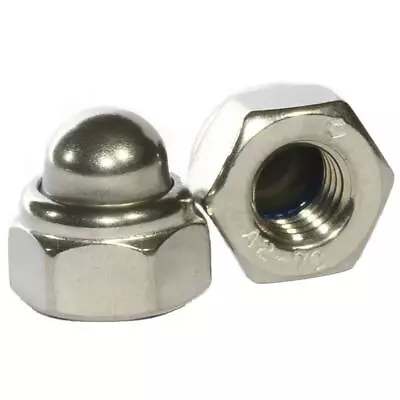 M4 - M12 A2 Stainless Steel Domed Nyloc Nuts Nylon Insert Dome Lock Nuts DIN 986 • £3.62