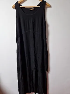 Hampstead Bazaar Black 2 Layer Embroidered Hippie Long Dress Size 10 12 M • £44.99