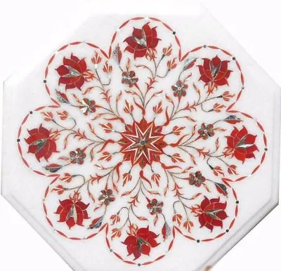 £211.85 • Buy 12  Marble Table Top Semi Precious Stone Carnelian Floral Inlay Marquetry Work