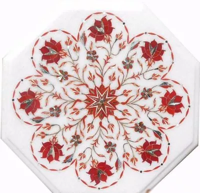 £211.85 • Buy 12  Marble Table Top Semi Precious Stone Carnelian Floral Inlay Marquetry Work