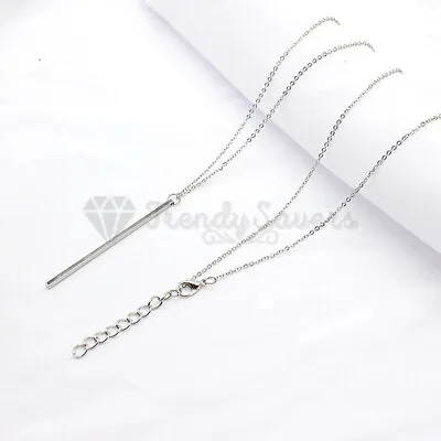 £2.99 • Buy Women Stainless Steel Silver Gold Long Lariat Chain Stick Bar Pendant Necklace