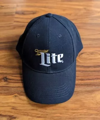 Miller Lite Beer Text Logo Navy Blue Adjustable Curved Bill Slouch Hat Cap • $15