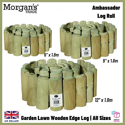 Garden Lawn Path Longer Life Wooden Log Roll For StraightCurved Edges All Sizes • £13.99