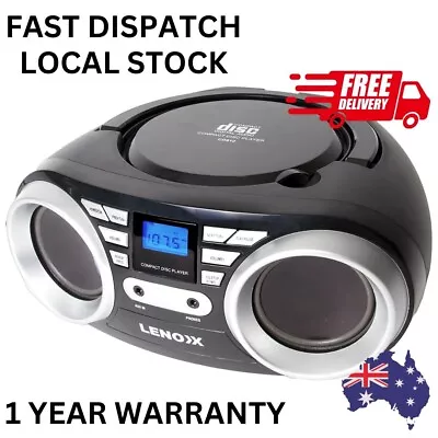 AU STOCK Lenoxx Portable Boombox Speaker CD CD-R/CD-RW Player FM Radio AUX Black • $62.89