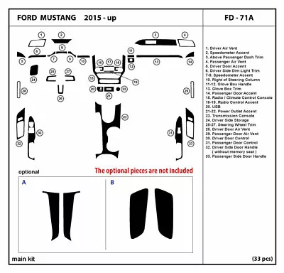 Real Carbon Fiber Dash Trim Kit For Ford Mustang 2015-2020 Coupe Interior FD-71A • $177