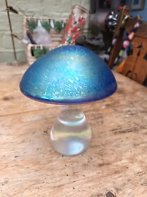 £45 • Buy Heron Glass Large Iridescent Blue Mushroom