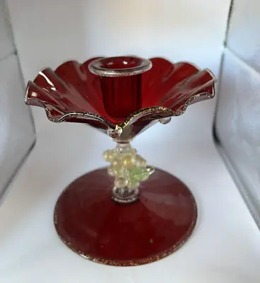 Murano Salviati Venetian Art Glass Cluster Of Grapes Stemmed Candleholder 6  • $111.20