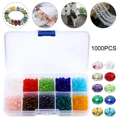 £9.02 • Buy 1000X Mixed Colours Beads Octagon Crystal Glass Prism Suncatchers 4mm 2 Holes FH