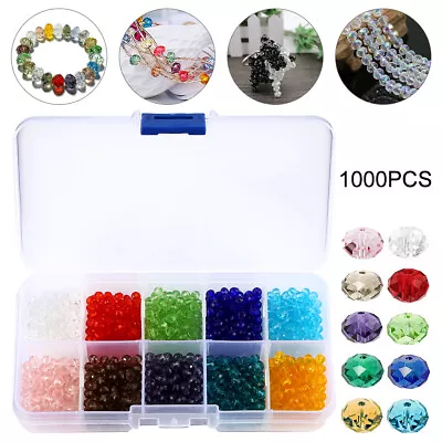£9.19 • Buy 1000X Mixed Colours Beads Octagon Crystal Glass Prism Suncatchers 4mm 2 Holes SP