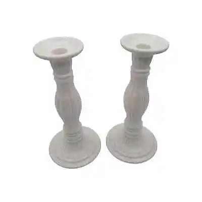 Villeroy & Boch Porcelain White Candlestick Holders Pair Size 10 1/8  • $60