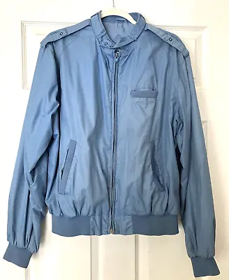 Vintage Peter England Members Only Style Jacket Bomber Blue Windbreaker Size L • $12.99