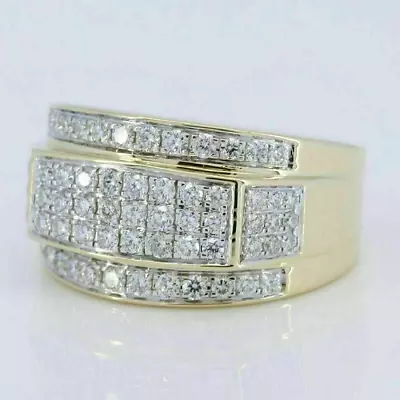 2.00 Ct Round-Cut Moissanite Men's Wedding Ring 14K Yellow Gold Plated • $99.80