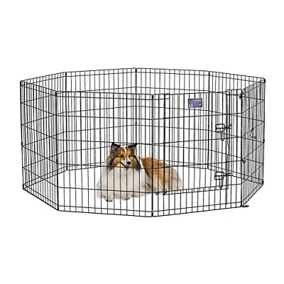 NEW Pet Fence MidWest Foldable Metal Dog Exercise Pen/24 W X 30 H.Black W/ Door • $39.93