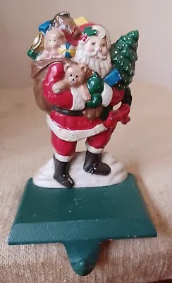 Midwest Christmas Stocking Holder Santa Toy Sack Tree Teddy Bear Green Cast Iron • $35.90
