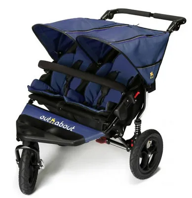 £499 • Buy Brand New Out N About Nipper 360 Double Pushchair V4 Royal Navy With Raincover