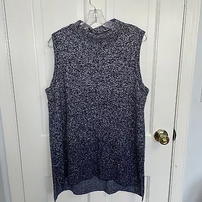 $6.50 • Buy Chico's Size 4 Zenergy Tonga Navy Ombre Mock Neck Sleeveless Sweater Tunic