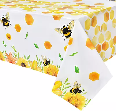 Bee Party Tablecloth - 1 Pack 137 X 274cm Bee Birthday Party Supplies For Kids • £9.01