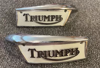 $39.99 • Buy 82-9701 Triumph Gas Fuel Petrol Tank Badges Emblems 650 500 250 T120 TR6 J FRAY
