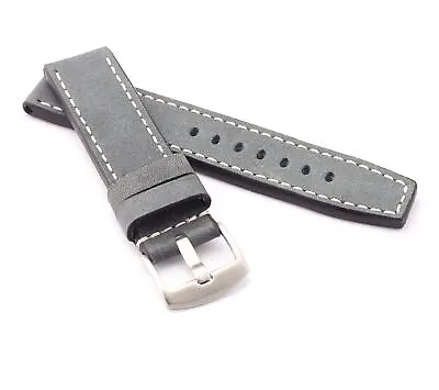 Marino Parallel : VINTAGE CALF Saddle Leather Watch Strap GREY 22mm • £35
