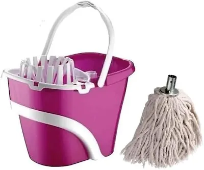 Mop Bucket 16.5 Liters With + 1 PC Cotton 14 Ply Metal Socket Mop Head • £14.99