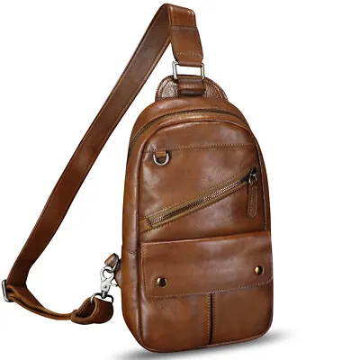 Sling Bag Genuine Leather Crossbody Bag Sling Backpack Shoulder Chest Purses • $132