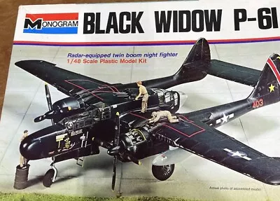 NOB Monogram Black Widow P-61 1:48 Model Kit 7546 ORIGINAL Vintage New • $22