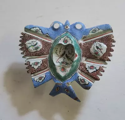 VINTAGE HAND PAINTED MINAKARI ENAMEL COPPER BUTTERFLY ASHTRAY MIDDLE EAST 1960's • $50