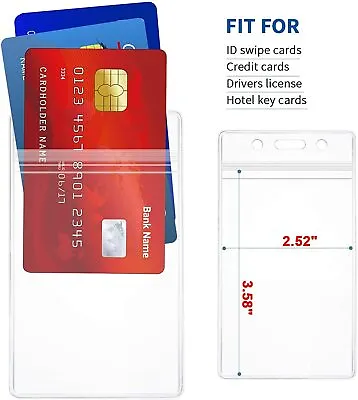 2 Pack WATERPROOF Vertical ID Card Holder Clear Badge Hospital Healthcare Travel • $1.95