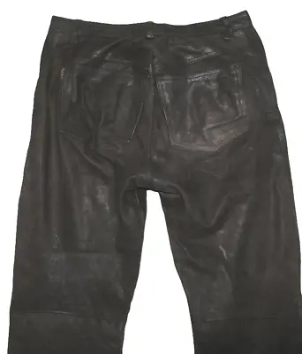   Zulfi   Men's Leather Jeans/Nubuk- Pants IN Black Braun Approx. W35   / L31 • $34.90