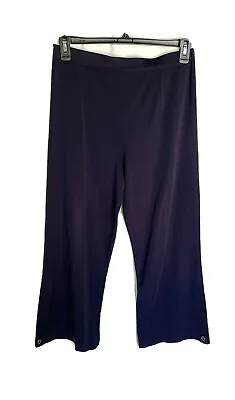 Exclusively Misook Navy Blue Pull On Knit Pants Medium Womens Trousers 25” Insea • $25.08