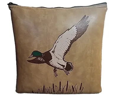 Rare Vintage Faux Leather Mallard Duck 12x12  Throw Pillow~ Den Cottage Lodge • $8.95