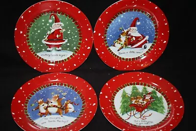 Vintage Set Of Four!!! Mud Pie Christmas Dessert Plates 8'' • $24.99