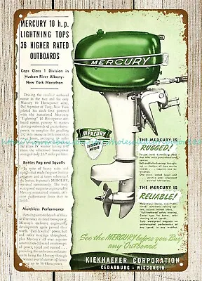 1947 Mercury Kiekhaefer Outboard Motor Metal Tin Sign  Tin Signs • $18.98