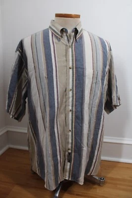 $27 • Buy Vtg 90s BD Baggies XL Madras Stripe Short Sleeve Button Front Shirt