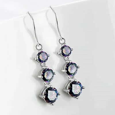 Elegant Rainbow Mystical Fire Topaz 925 Sterling Silver Fashion Jewelry Earrings • $15.74