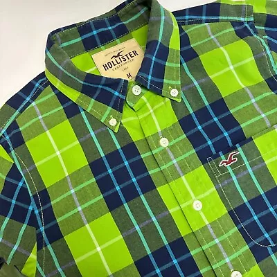 HOLLISTER Shirt Mens MEDIUM Multicoloured Plaid Slim Fit Long Sleeve Button Down • £14.99