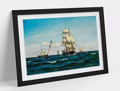 Carl Locher Sailing Ships On The Sea -framed Wall Art Poster Print 4 Sizes • £14.99