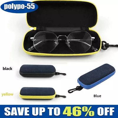 Portable Hard Zipper Case Sunglasses Eye Glasses Case Box Protector Large Hold • £2.86