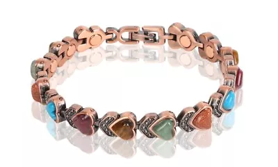 Copper Magnetic Link Turquoise Stone Bracelet - Arthritis Pain Relieve Bracelet • $15.95