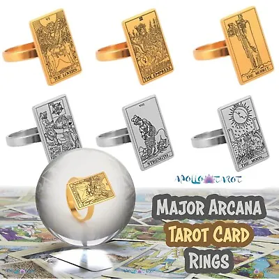 Tarot Card Ring | Major Arcana Rider-Waite-Smith Cards | Spiritual Charm Jewelry • $17.31