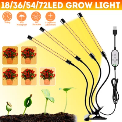 £15.99 • Buy 4 Head LED Plants Grow Light Sun Light Indoor Veg Growing Lamp USB Full Spectrum