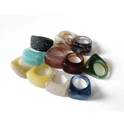 Ins Vintage Resin Ring Acrylic Geometric Irregular Marble Pattern Ring One Si  • $2.38