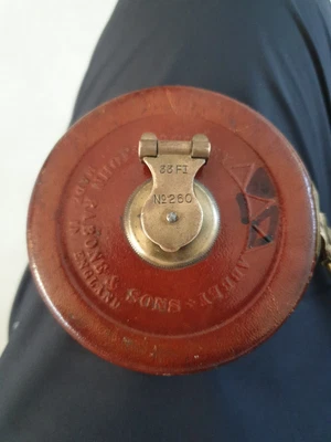 £10 • Buy Vintage John Rabone & Sons Leather And Brass Reel Tape Measure